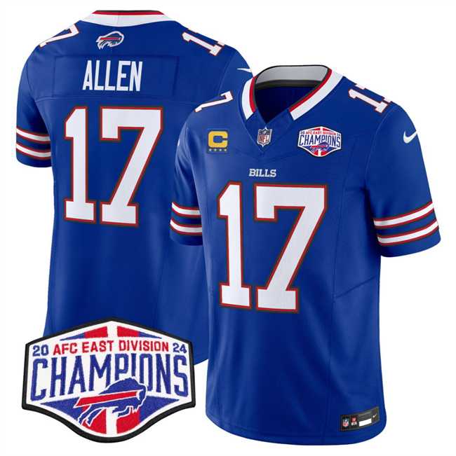 Men%27s Buffalo Bills #17 Josh Allen Royal F.U.S.E. 2024 AFC East Division Champions With 4-Star C Ptach Vapor Limited Stitched Jersey->buffalo bills->NFL Jersey
